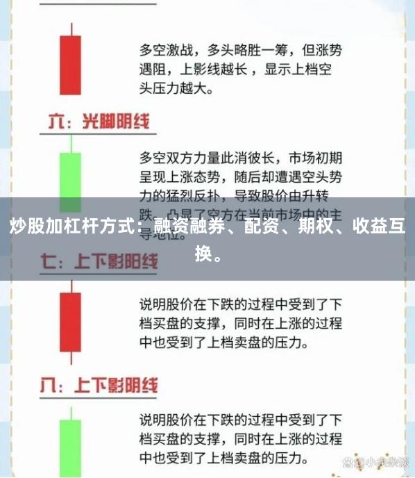 炒股加杠杆方式：融资融券、配资、期权、收益互换。